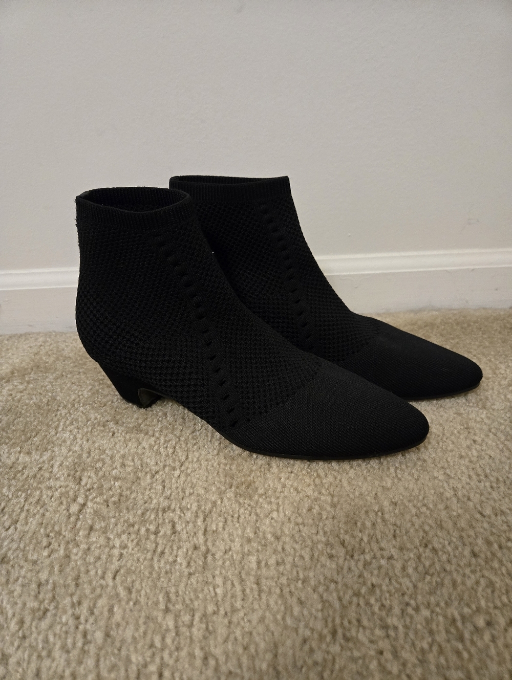 Eileen Fisher Purl Recycled Stretch Knit Black Booties Size 9